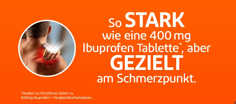 So stark wie eine 400mg Ibuprofen Tablette, aber gezielt am Schmerzpunkt
